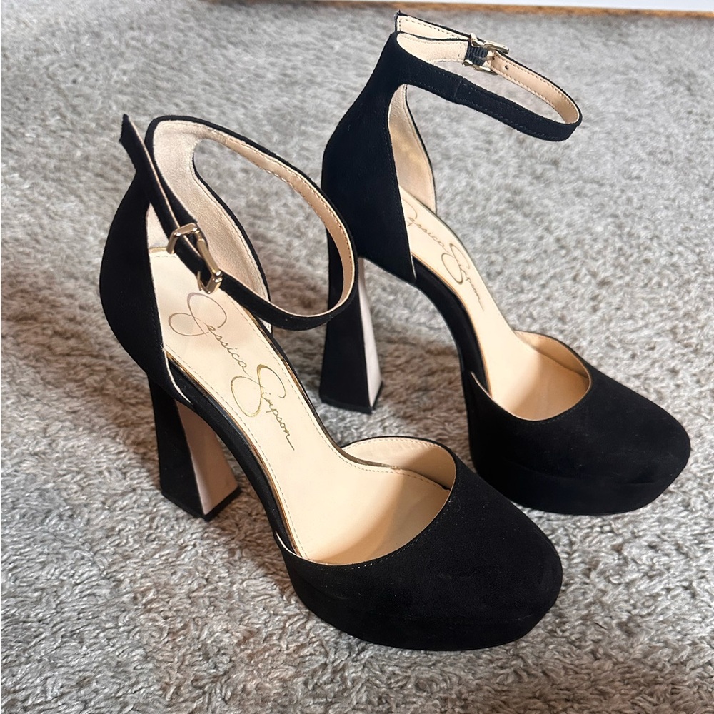 Jessica Simpson Black Ankle Strap Heels